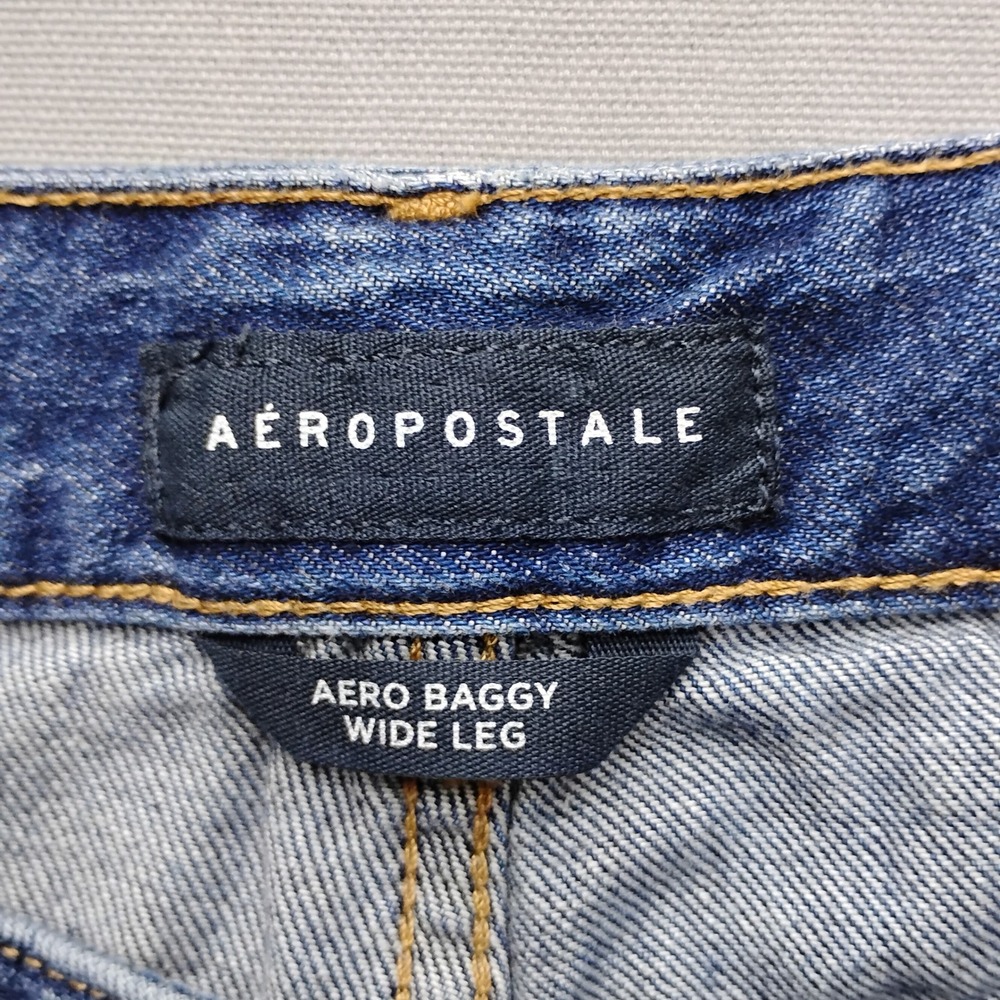 Aeropostale Aero Baggy Wide Leg Jeans Womens 8 Short Medium Wash Blue Denim - Picture 3 of 8